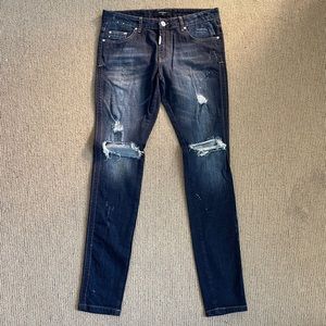REPRESENT Men's Dark Denim Distressed Jeans - Size 34